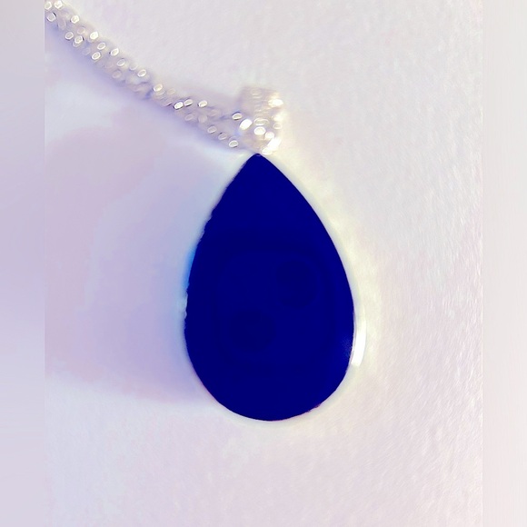 NWOT Turquoise Green necklace peacock Dichroic “Opal” foil  glass 36” chain - Picture 4 of 4